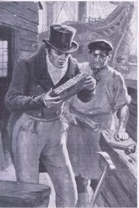 Brunel näkee teredon kaivaman laivan puun, joka inspiroi hänen ideaansa kaivautua Thamesin alle (litho) tekijältä Charles Edmund Brock
